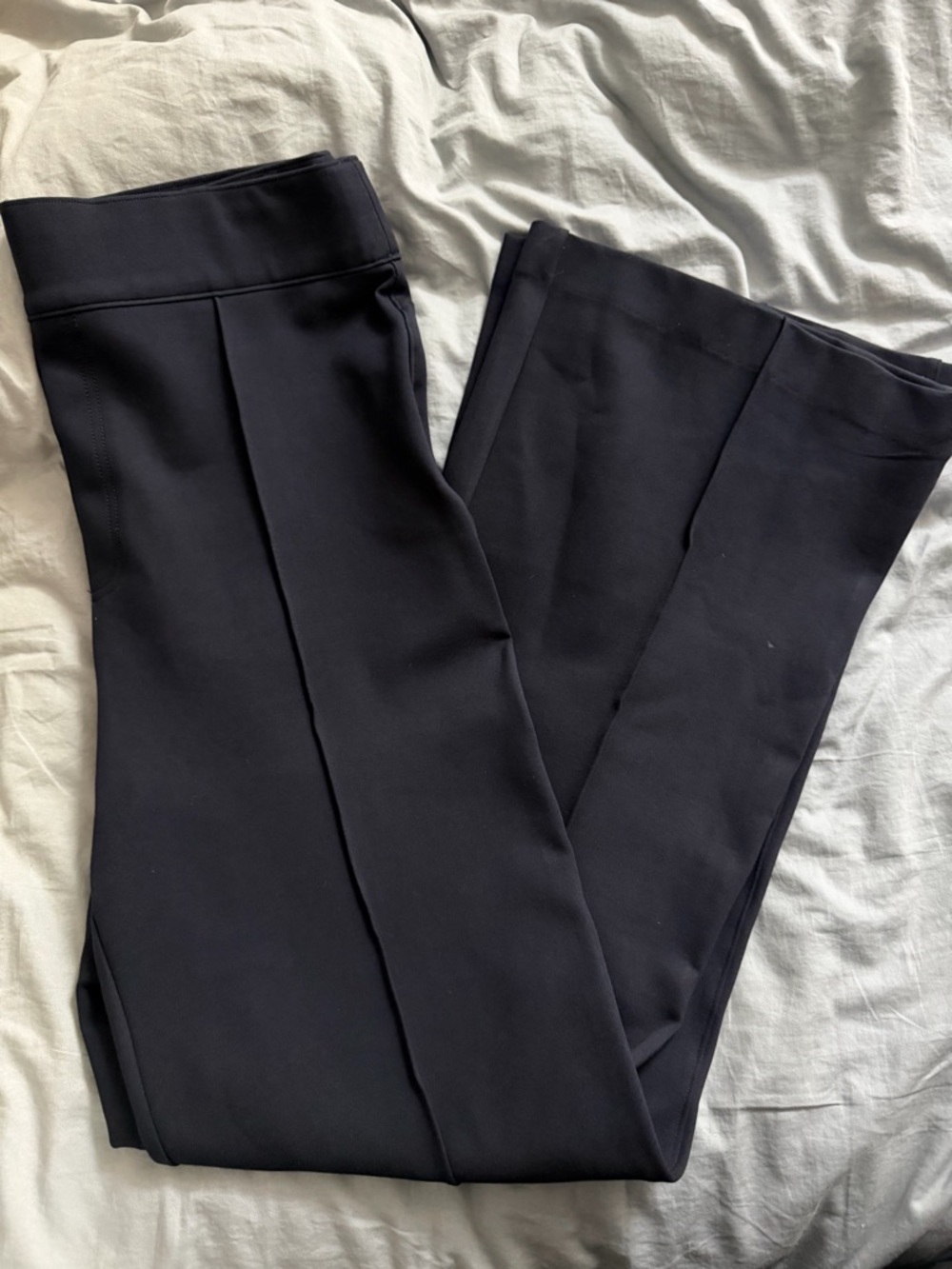 SPANX Navy Wide Leg Pants 1X Tall High Waist Pull On Work Office Ponte